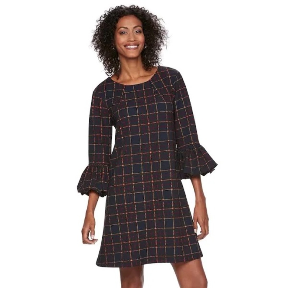 Nina Leonard Balloon-Sleeve Shift Dress
